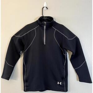 Under Armour Sweater Men Sz SM/P/P Black Loose Pullover 1/4 Zip Mock Neck Jacket